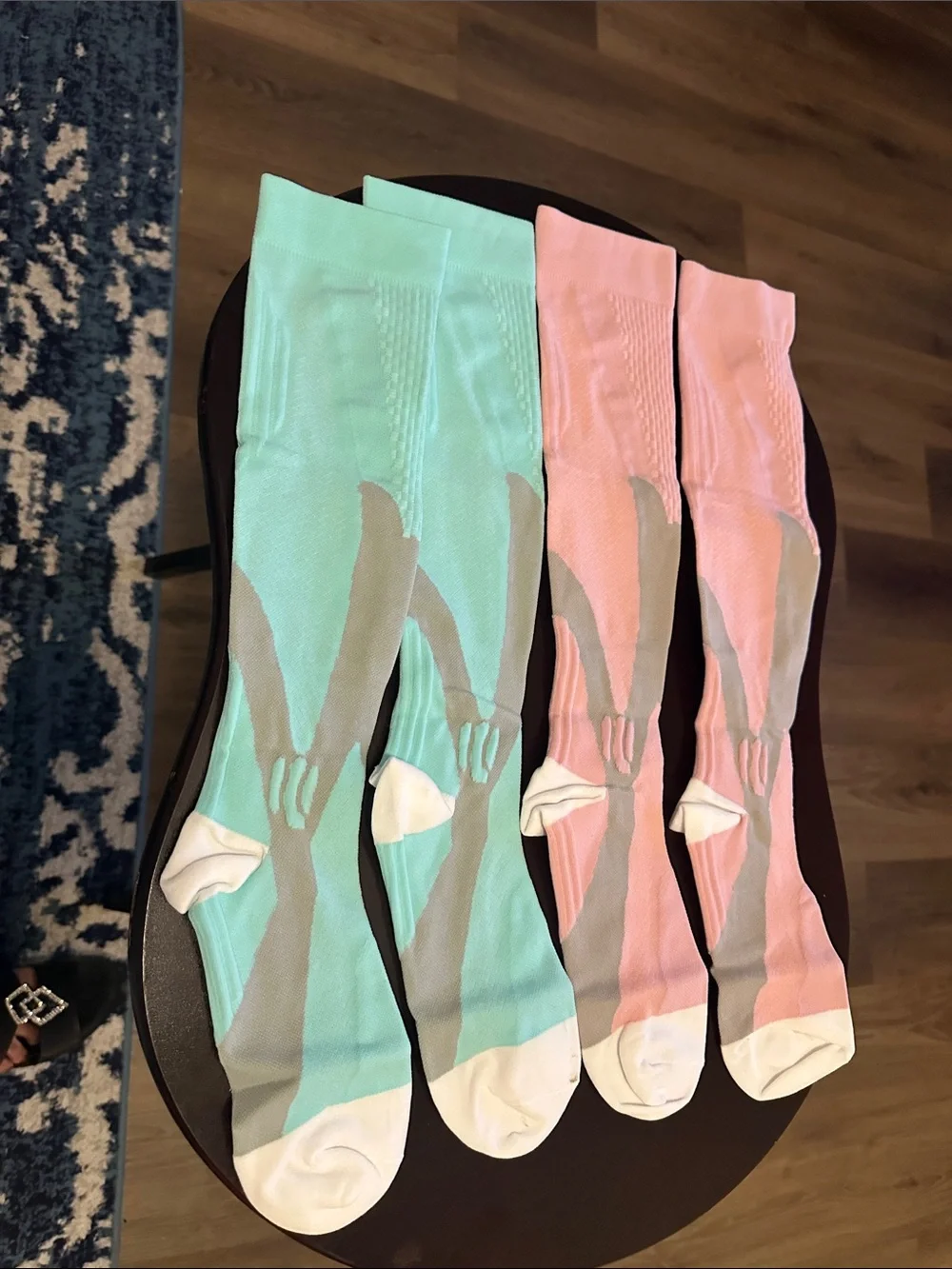 OXYFIT™ Advanced Compression Athletic Socks - Pink/Gray New 2 pairs